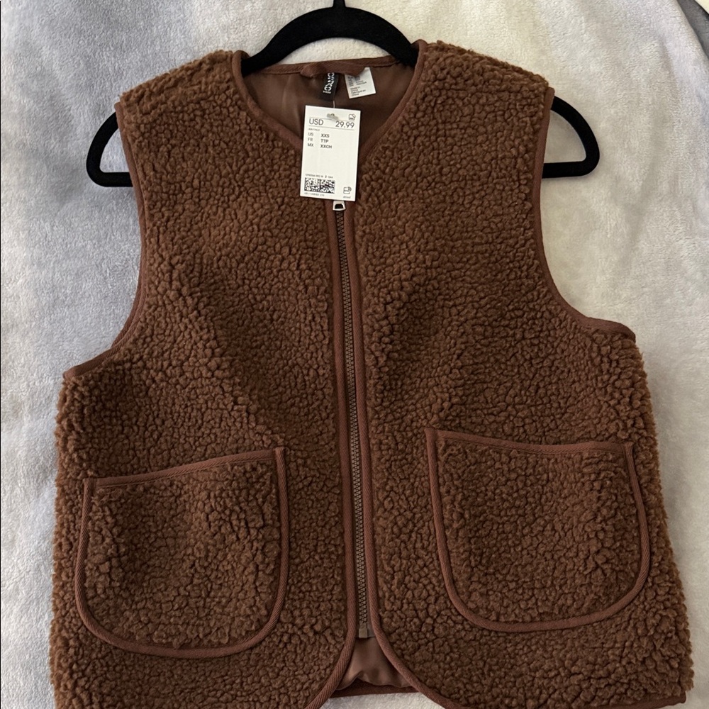 H&M Brown Sherpa Fleece Vest